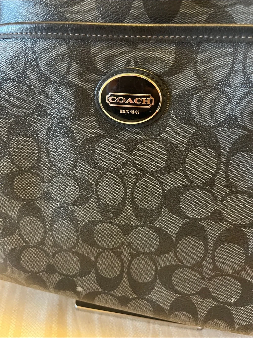 Coach Gray/Black Signature Tote